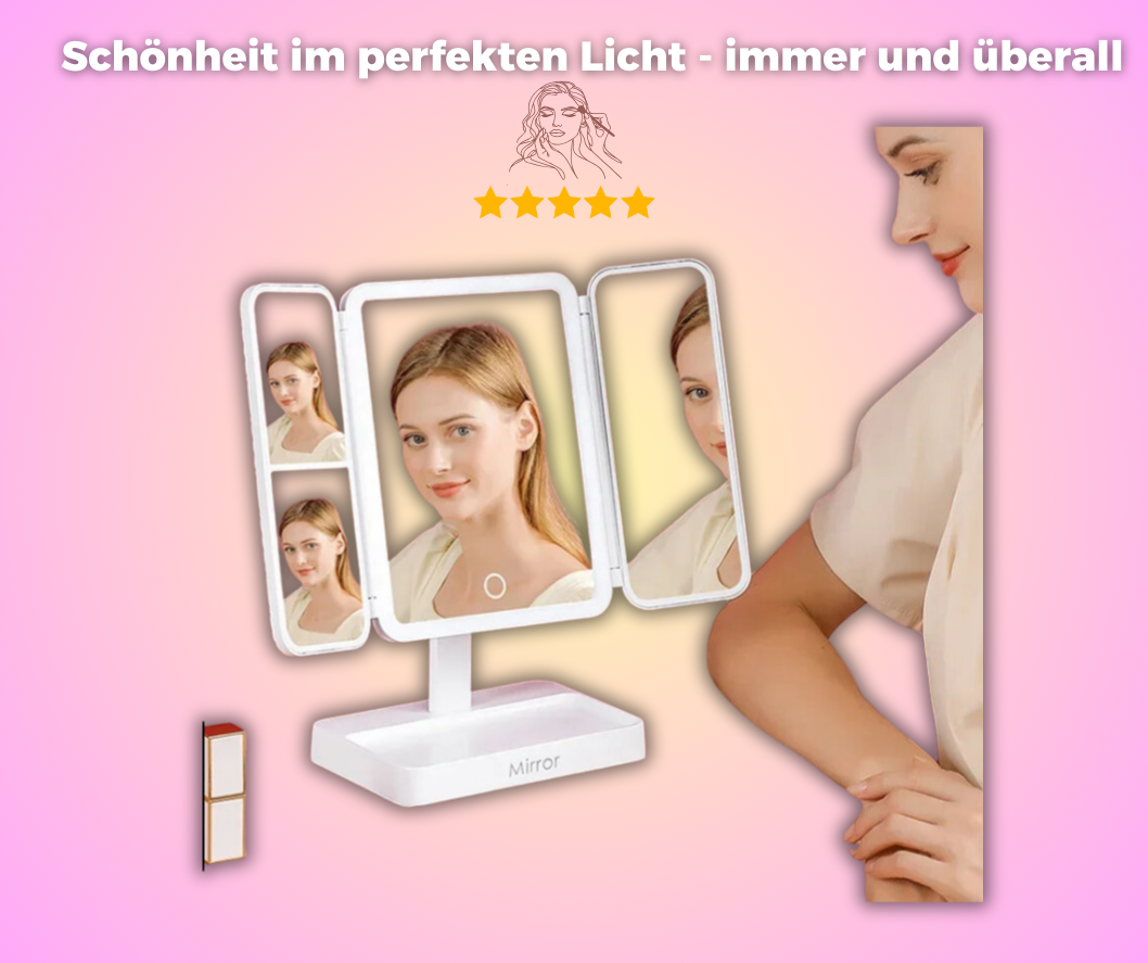 Triple-Fold LED Makeup Mirror-Dreifach faltbarer LED-Schminkspiegel